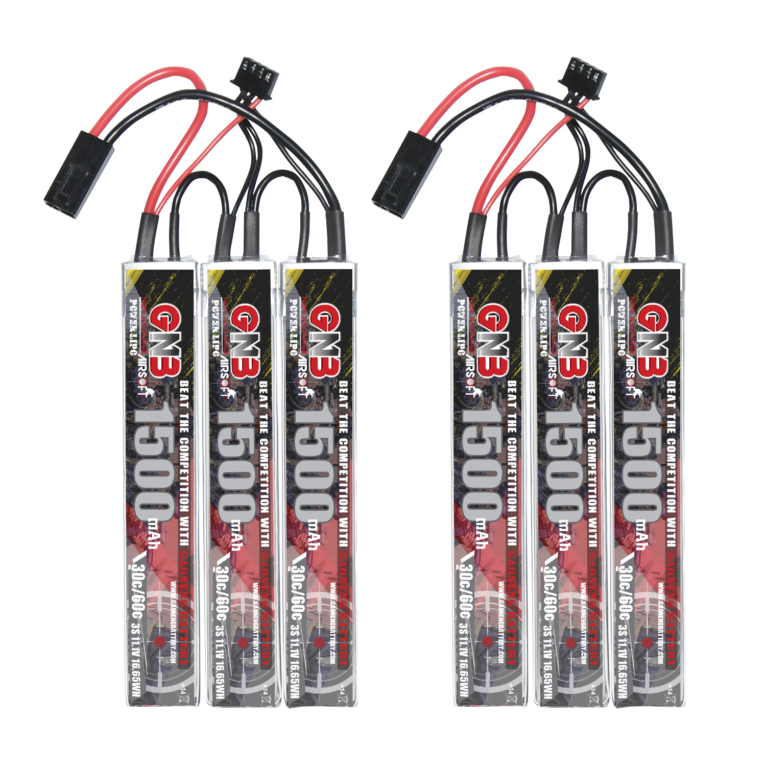 2PCS - GAONENG GNB 3S 11.1V 1500mAh 30C Mini Tamiya Plug 3cells LiPo Battery for AirSoft