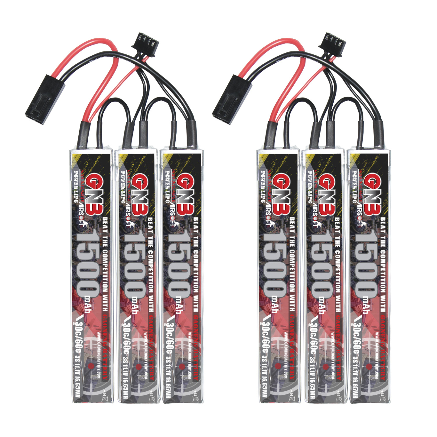 2PCS - GAONENG GNB 3S 11.1V 1500mAh 30C Mini Tamiya Plug 3cells LiPo Battery for AirSoft