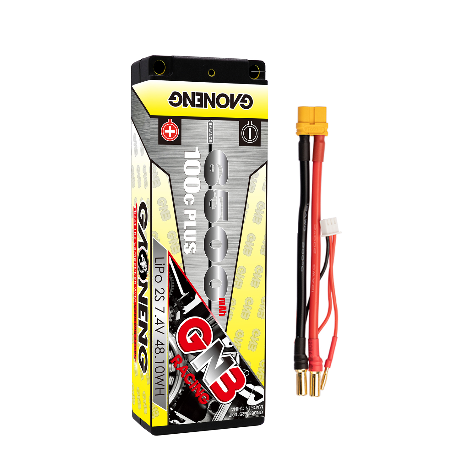 1PCS - GAONENG GNB 2S 7.4V 6500mAh 100C Hard Case LiPo Battery XT60