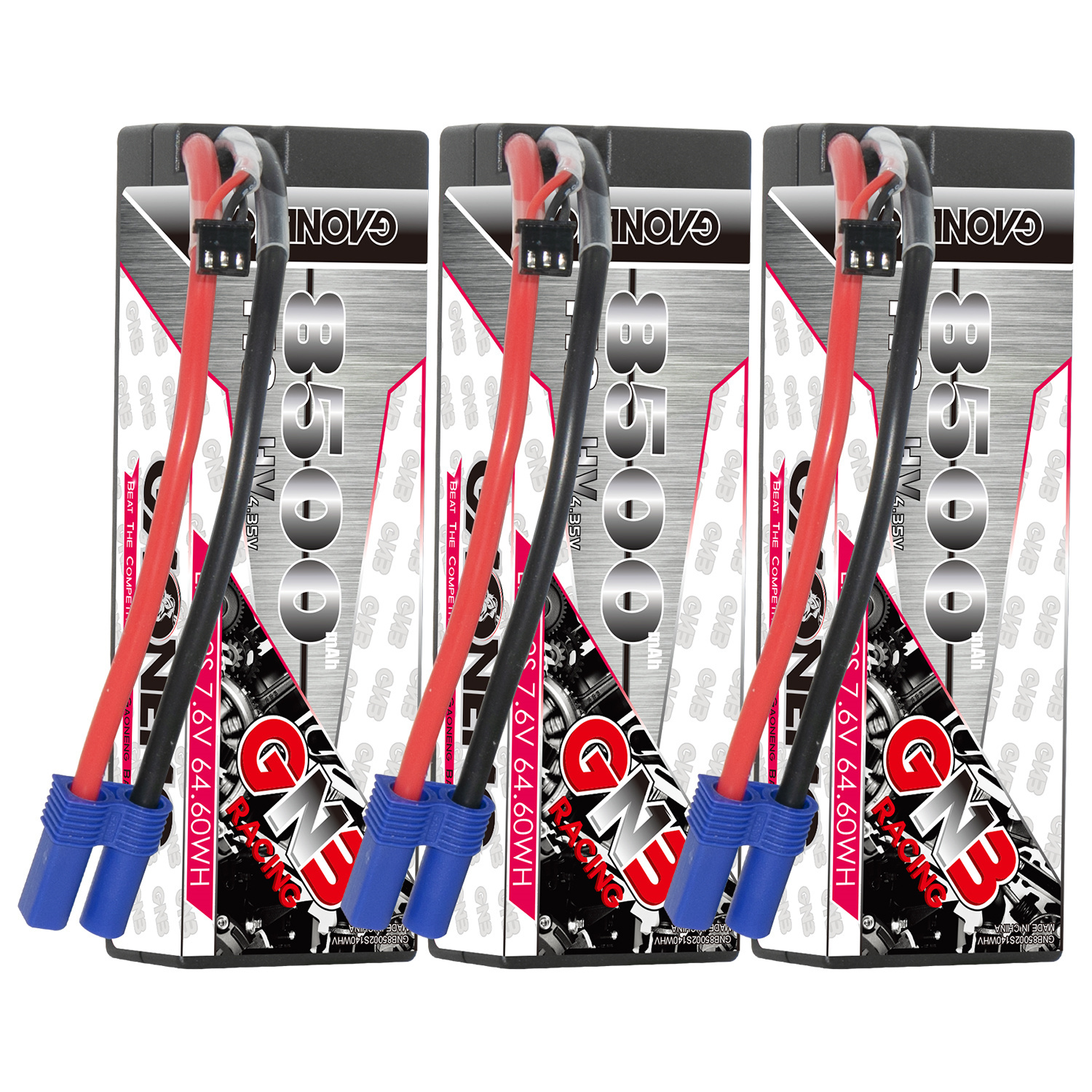 GAONENG GNB LiHV 2S 7.6V 8500mAh 140C Cabled Hard Case LiPo Battery EC5