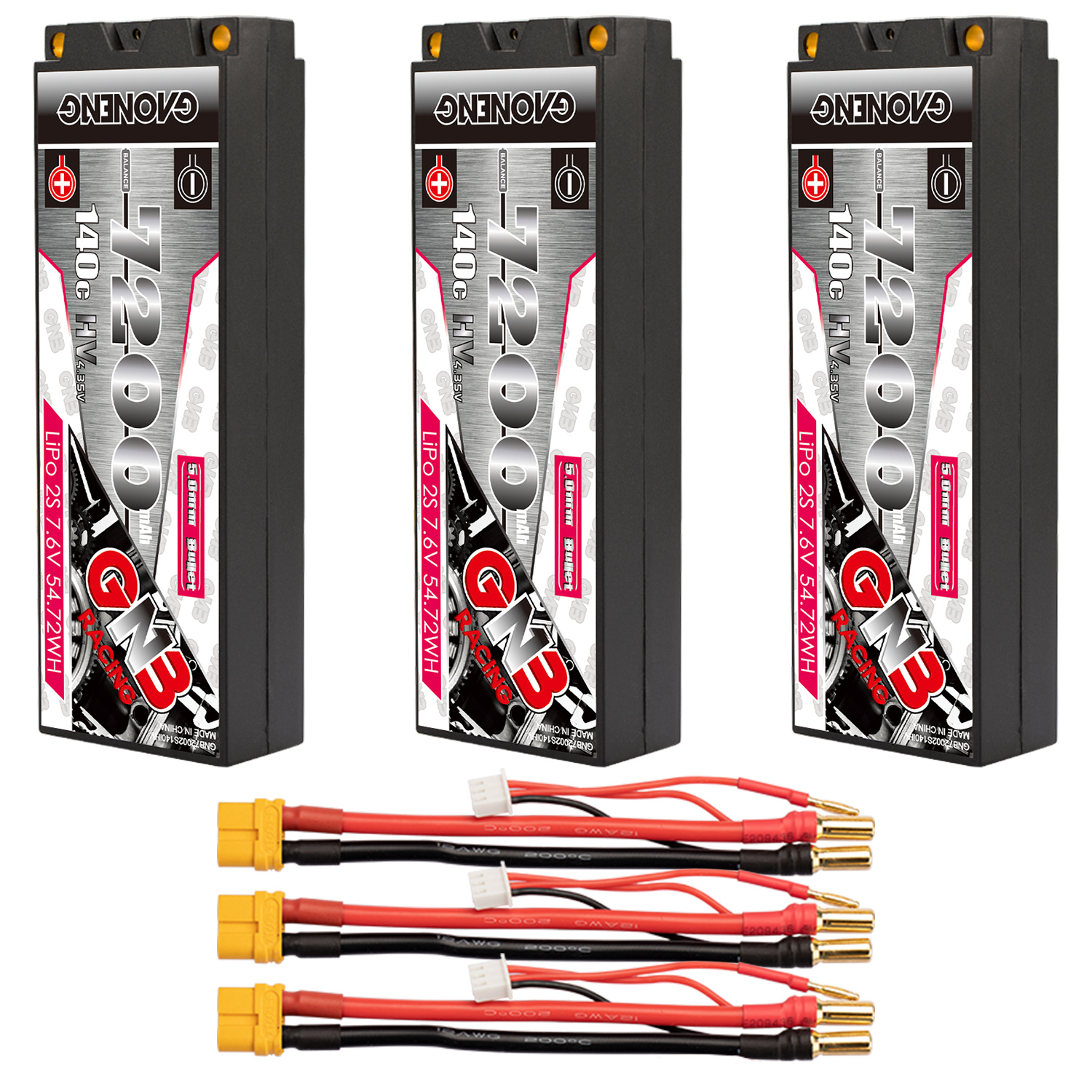 GAONENG GNB LiHV 2S 7.6V 7200mAh 140C 5mm Hard Case LCG LiPo Battery