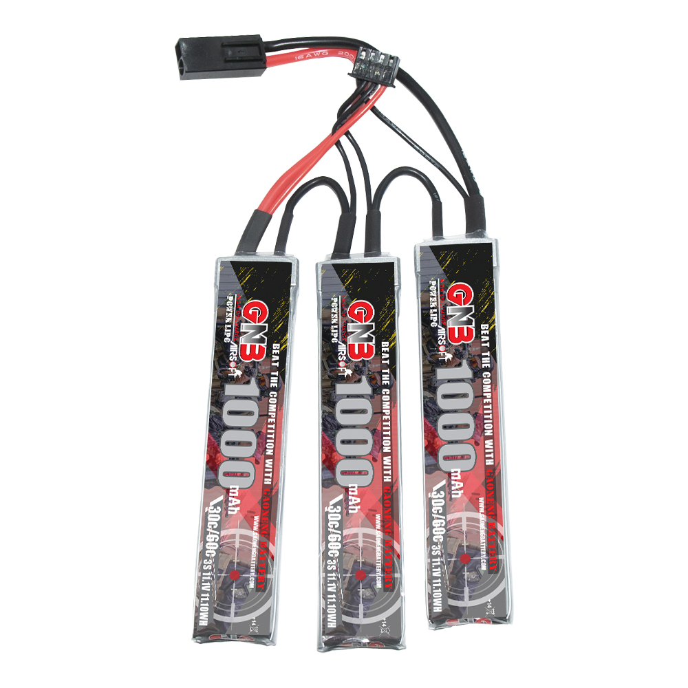 2PCS - GAONENG GNB 3S 11.1V 1000mAh 30C Mini Tamiya Plug 3cells LiPo Battery for AirSoft Air Gun