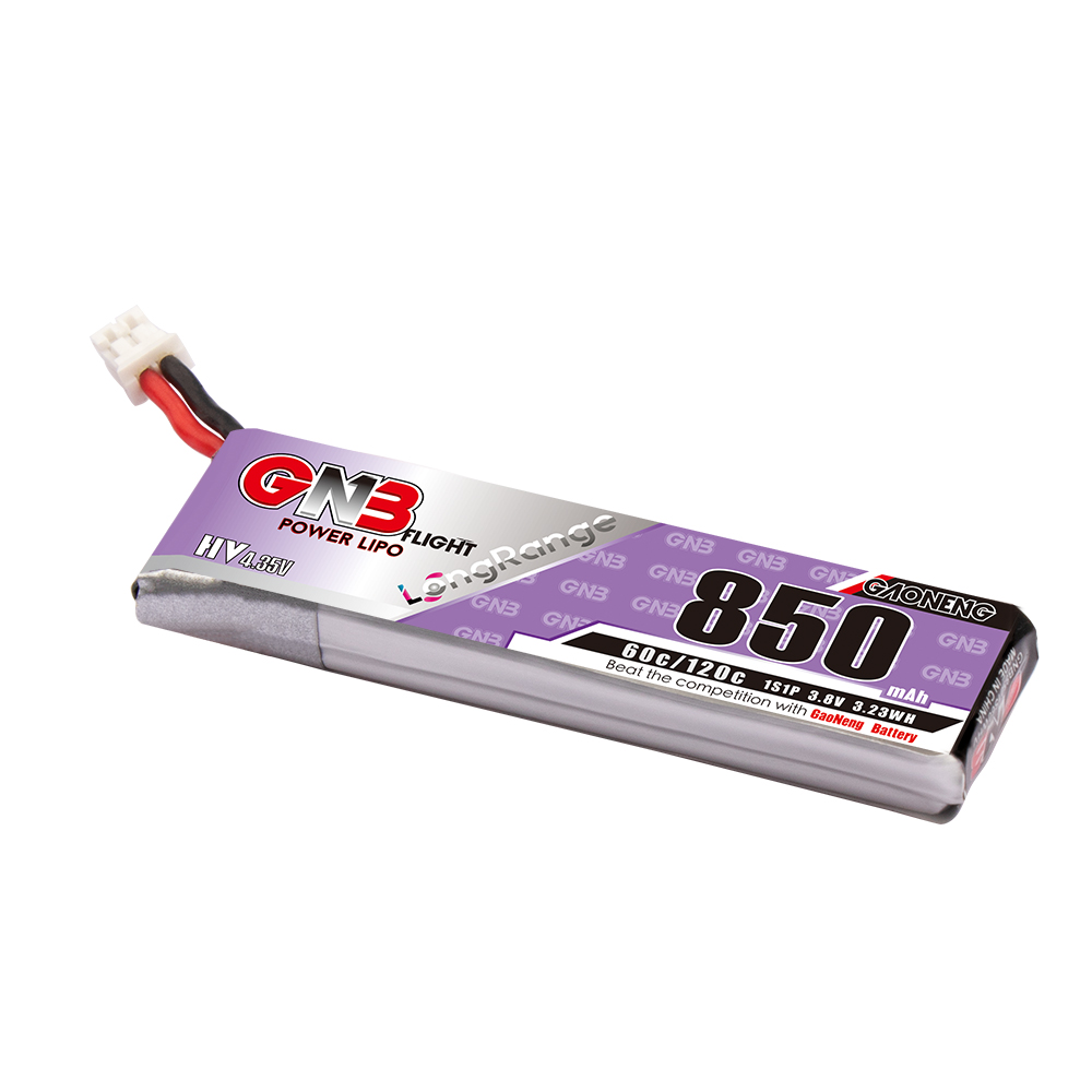 4PCS - GAONENG GNB LiHV 1S 3.8V 850mAh 60C PH2.0 Cabled LiPo Battery