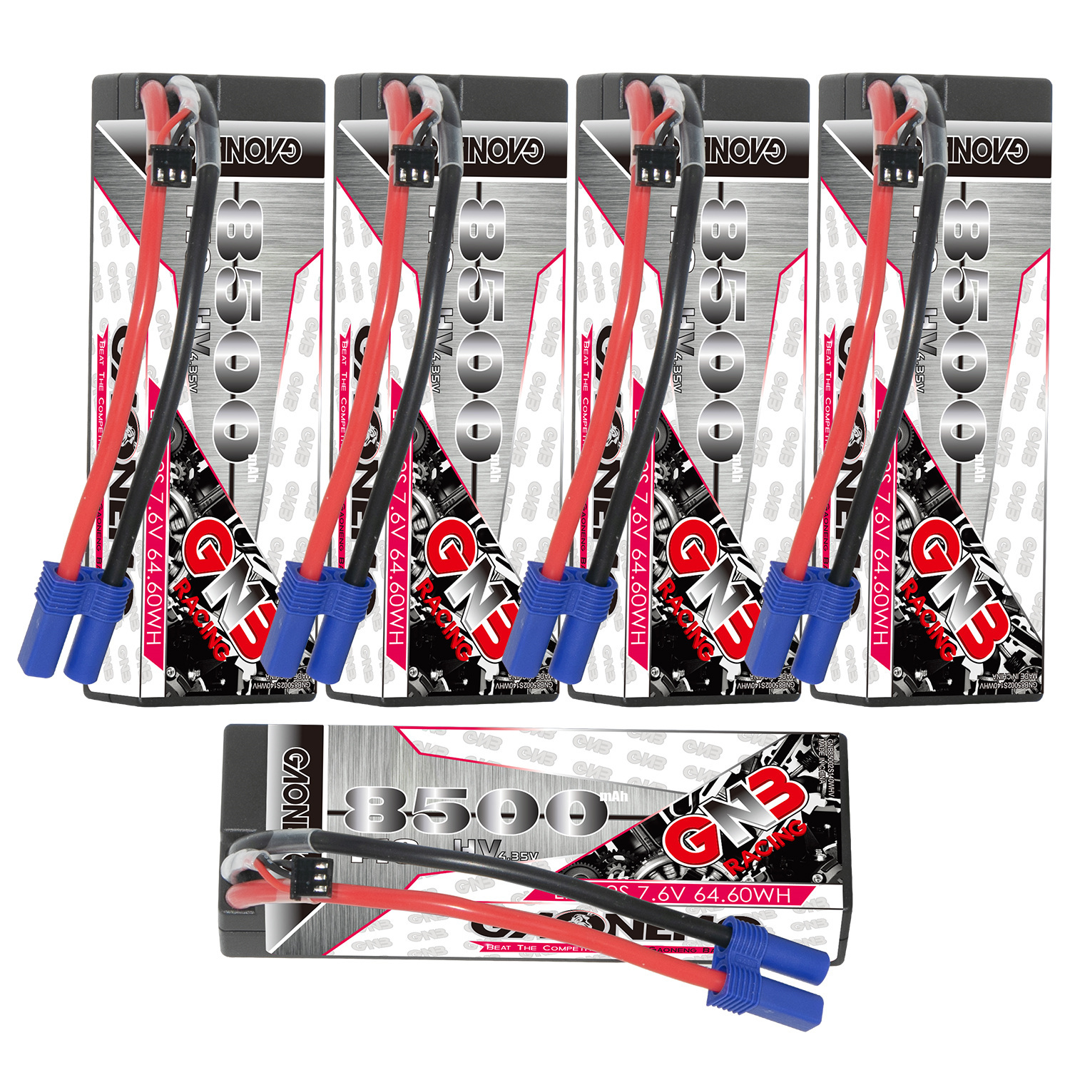 GAONENG GNB LiHV 2S 7.6V 8500mAh 140C Cabled Hard Case LiPo Battery EC5