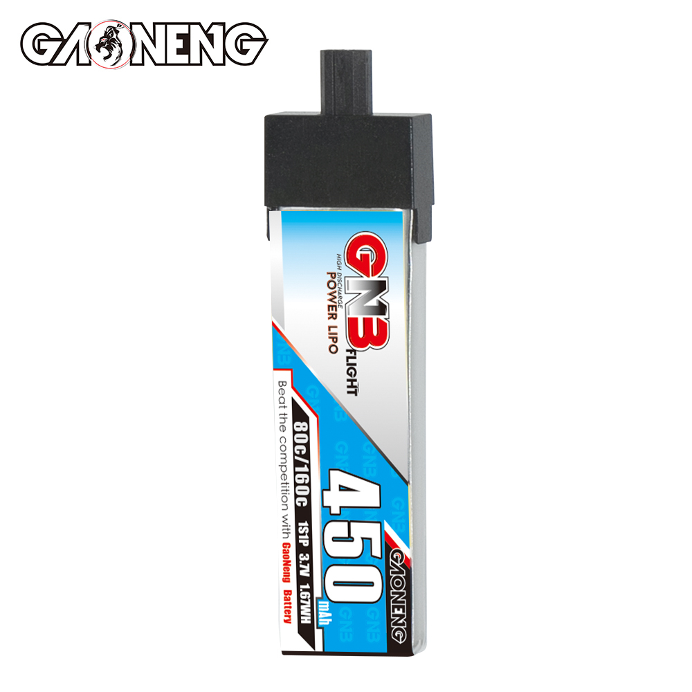 GAONENG GNB 1S 3.7V 450mAh 80C GNB27 Plastic Head LiPo Battery Long Type