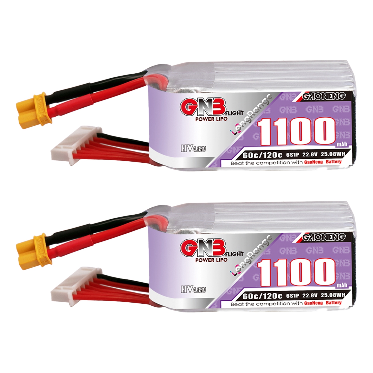 GAONENG GNB LiHV 6S 22.8V 1100mAh 60C XT30 LiPo Battery LongRange