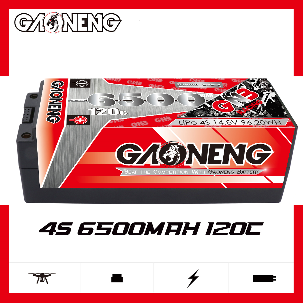 1PC - GAONENG GNB 4S 14.8V 6500mAh 120C 5mm Bullet Hard Case LiPo Battery T-PLUG
