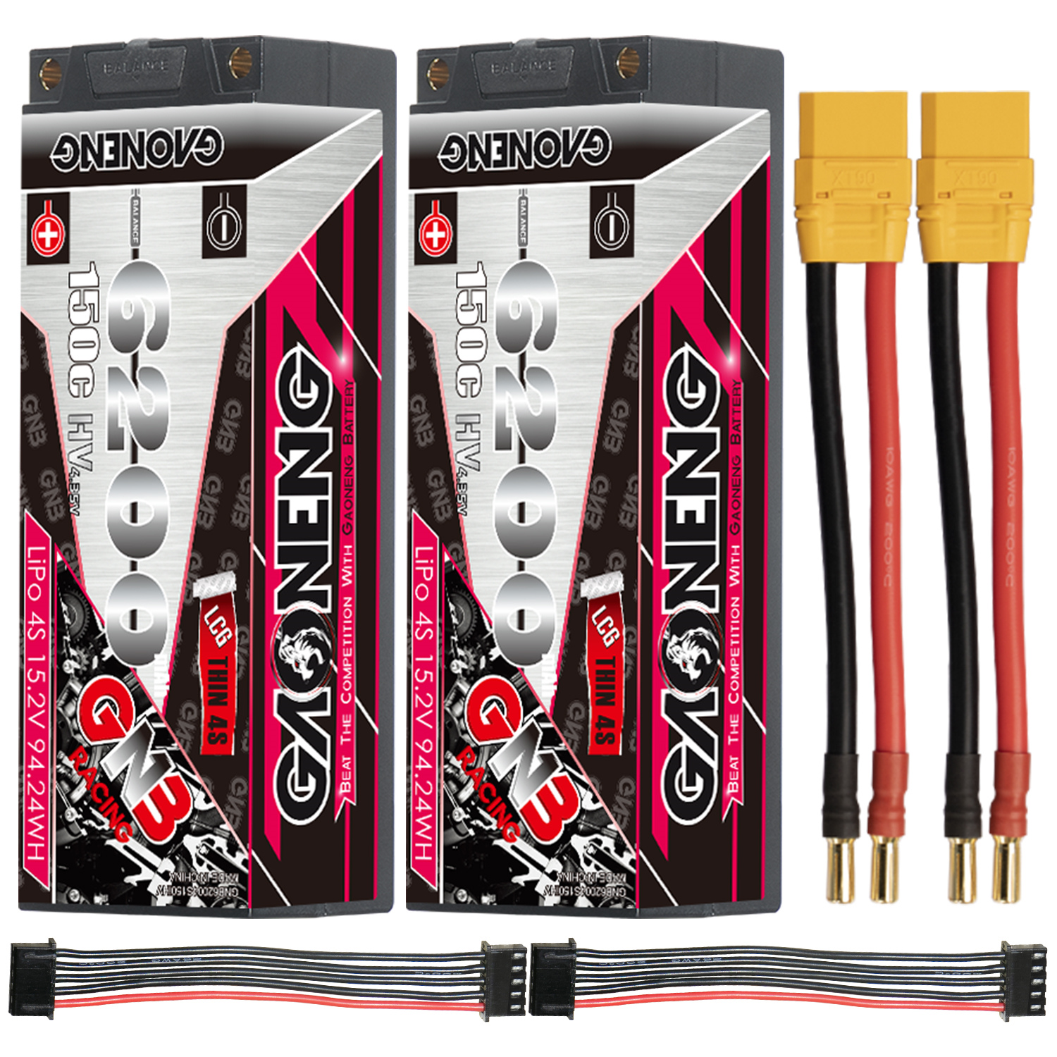 GAONENG GNB LiHV 4S 15.2V 6200mAh 150C 5mm Bullet LCG Thin 4S Hard Case LiPo Battery