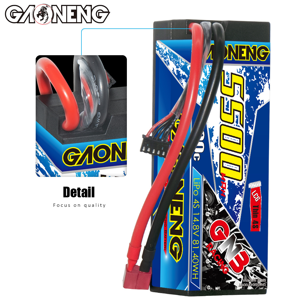 GAONENG GNB 4S 14.8V 5500mAh 100C Cabled 4S LCG Hard Case LiPo Battery T-PLUG