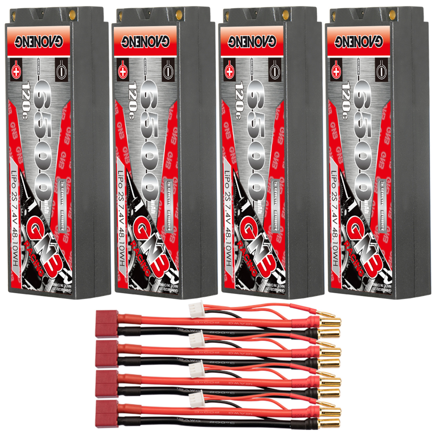 GAONENG GNB 2S 7.4V 6500mAh 120C 5mm Bullet Hard Case LiPo Battery