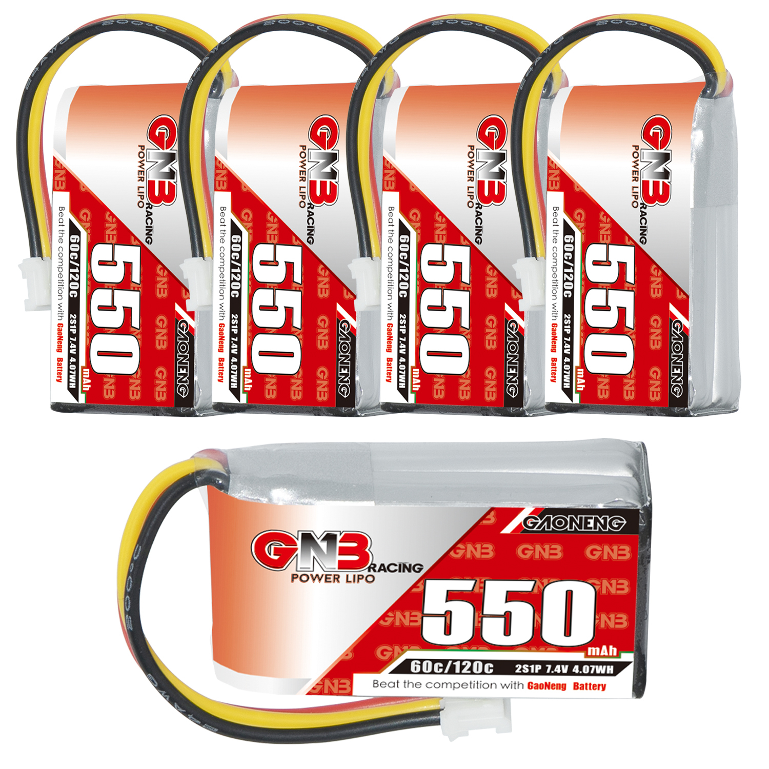 GAONENG GNB 2S 7.4V 550mAh 60C LiPo Battery PH2.0 3Pin Connector