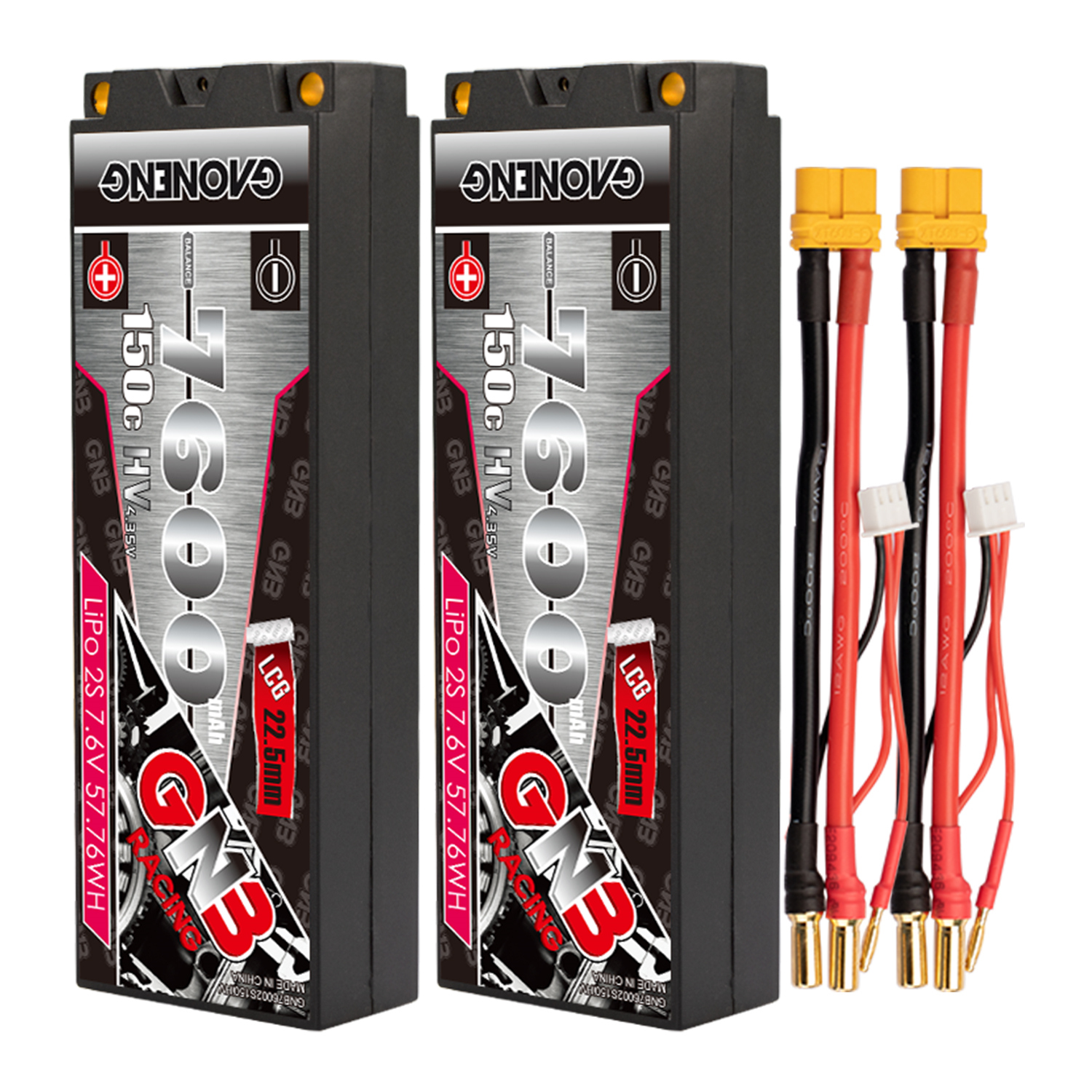 GAONENG GNB LiHV 2S 7.6V 7600mAh 150C LCG Hard Case LiPo Battery