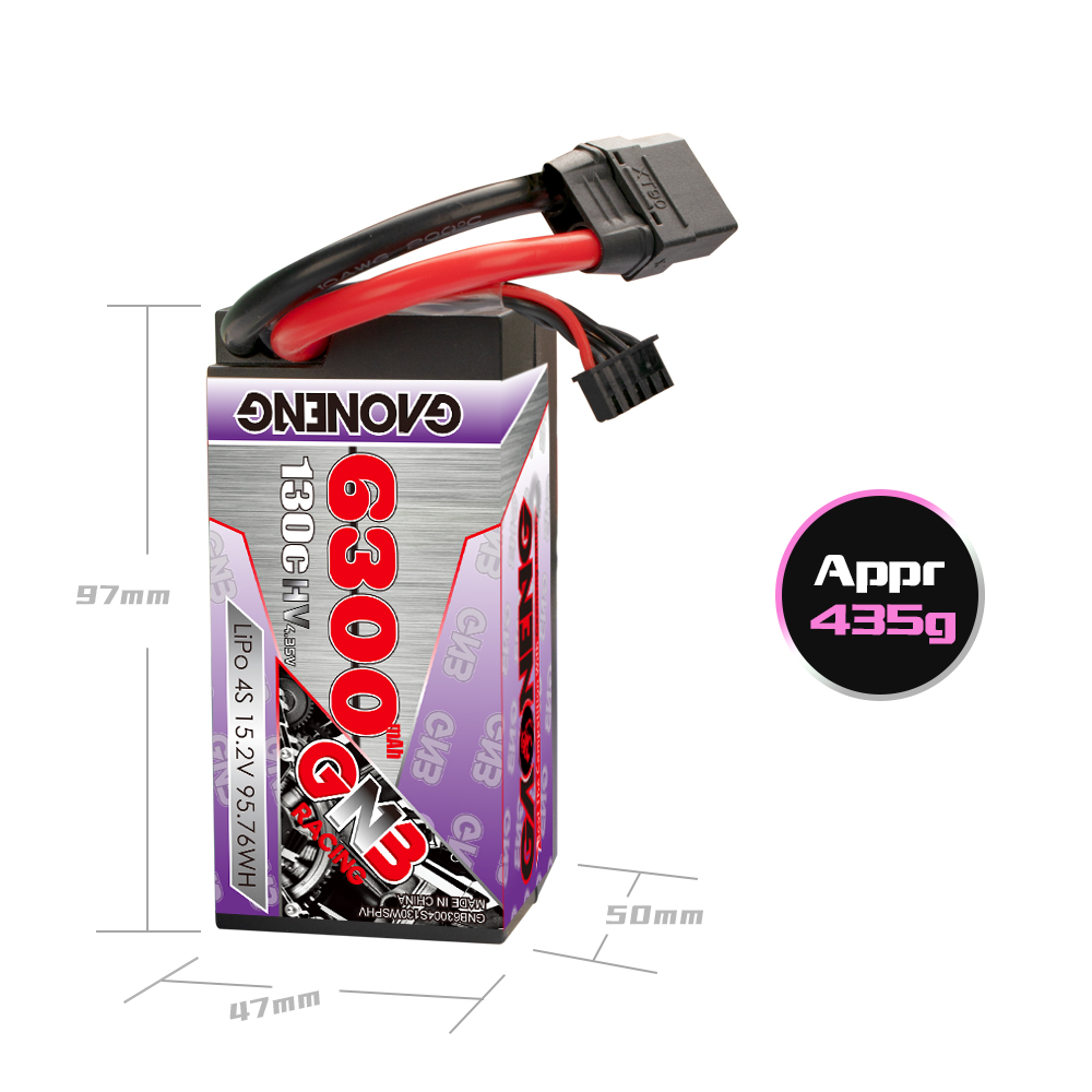 GAONENG GNB LiHV 4S 15.2V 6300mAh 130C Cabled 4S Shorty Hard Case LiPo Battery XT90