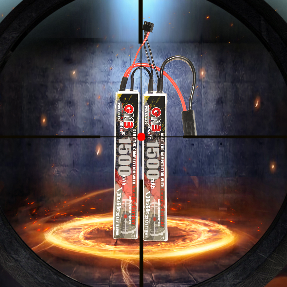 2PCS - GAONENG GNB 2S 7.4V 1500mAh 30C Mini Tamiya 2cells LiPo Battery for AirSoft