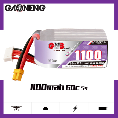 GAONENG GNB LiHV 5S 19V 1100mAh 60C XT30 LiPo Battery LongRange