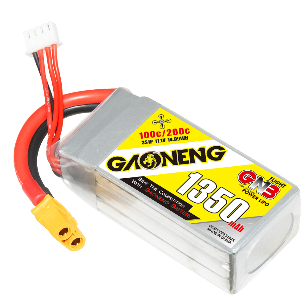 2PCS - GAONENG GNB 3S 11.1V 1350mAh 100C XT60 LiPo Battery