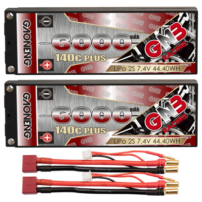 GAONENG GNB 2S 7.4V 6000mAh 140C 5mm Bullet Hard Case LiPo Battery