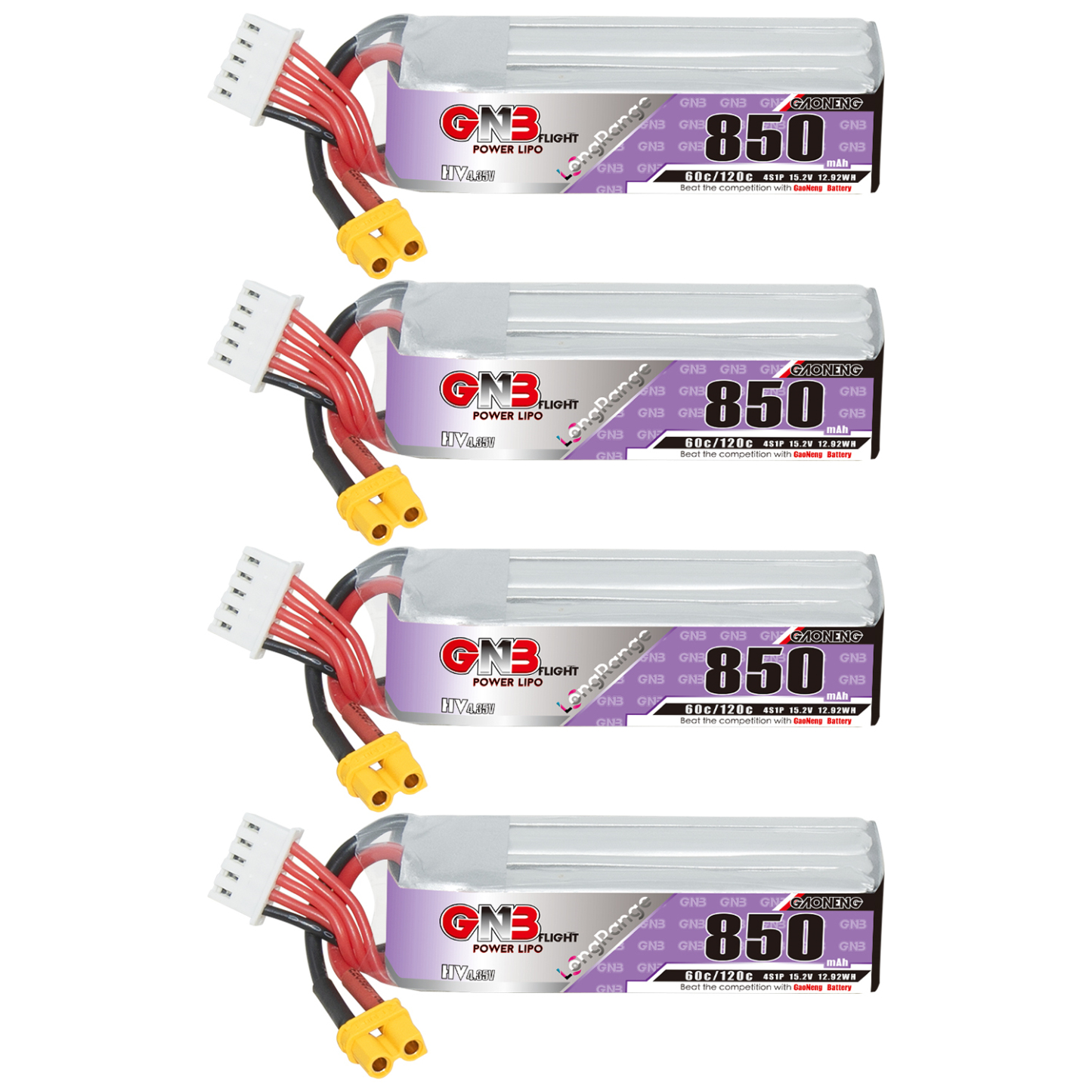 GAONENG GNB LiHV 4S 15.2V 850mAh 60C XT30 LiPo Battery Long Range