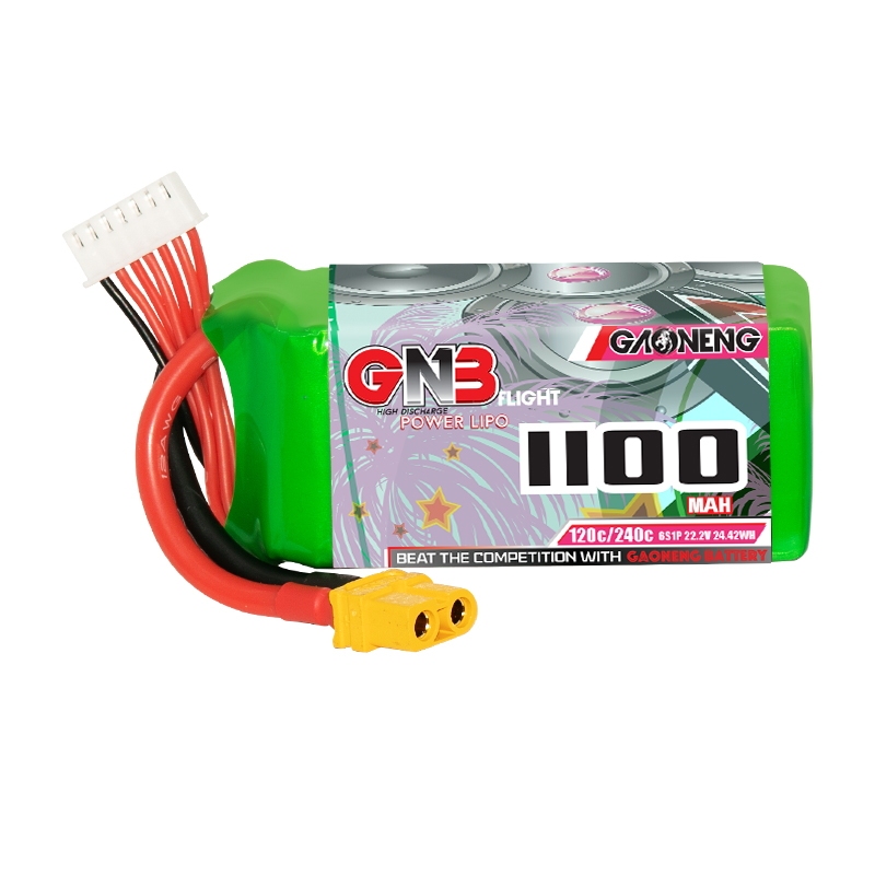 2PCS - GAONENG GNB 6S 22.2V 1100mAh 120C XT60 LiPo Battery
