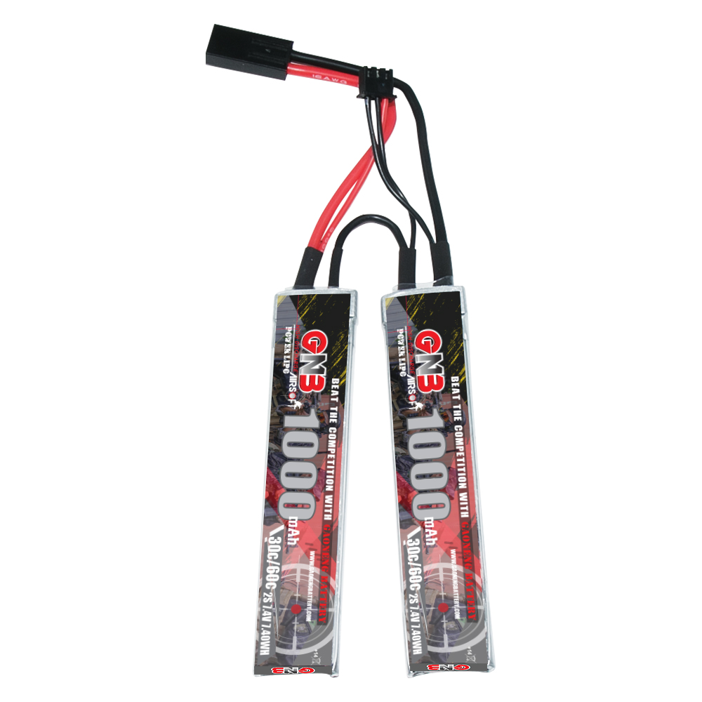 2PCS - GAONENG GNB 2S 7.4V 1000mAh 30C Mini Tamiya 2cells LiPo Battery for AirSoft