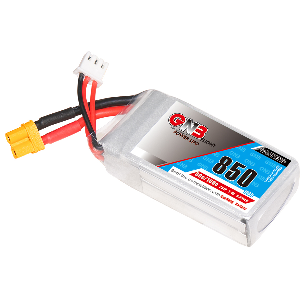 4PCS - GAONENG GNB 2S 7.4V 850mAh 80C XT30 LiPo Battery