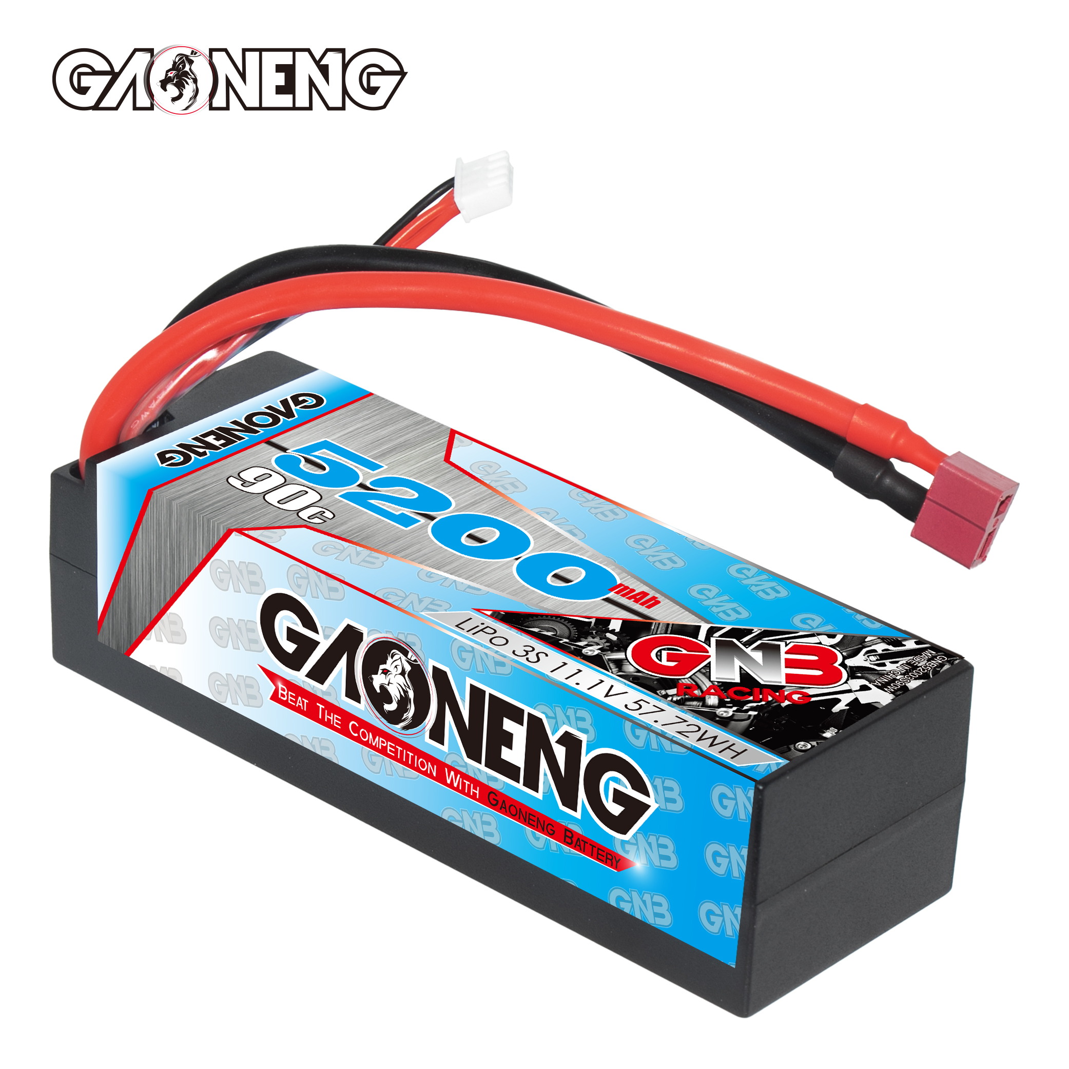 GAONENG GNB 3S 11.1V 5200mAh 90C Cabled Hard Case LiPo Battery T-PLUG