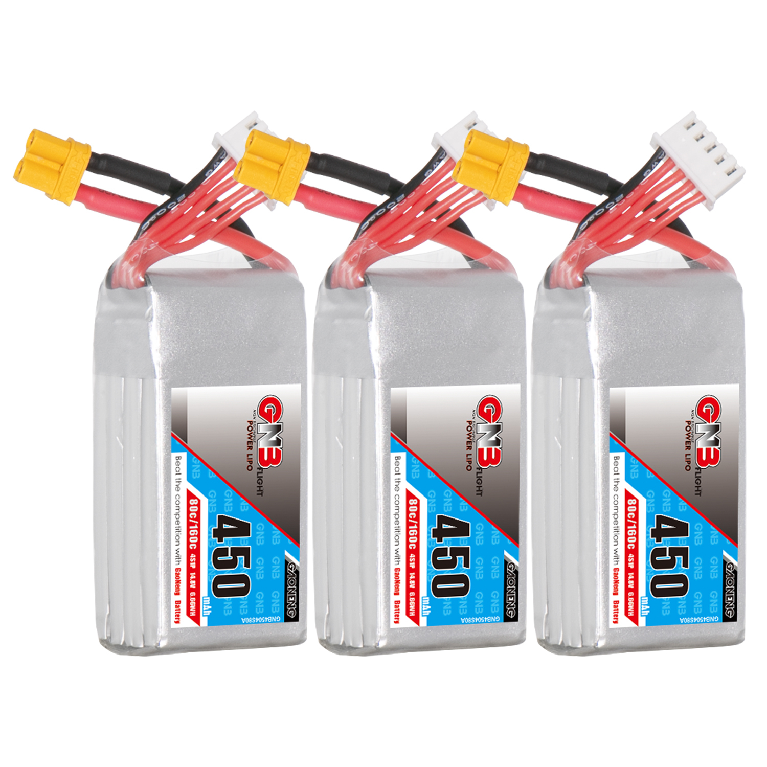 GAONENG GNB 4S 14.8V 450mAh 80C XT30 LiPo Battery Square Type