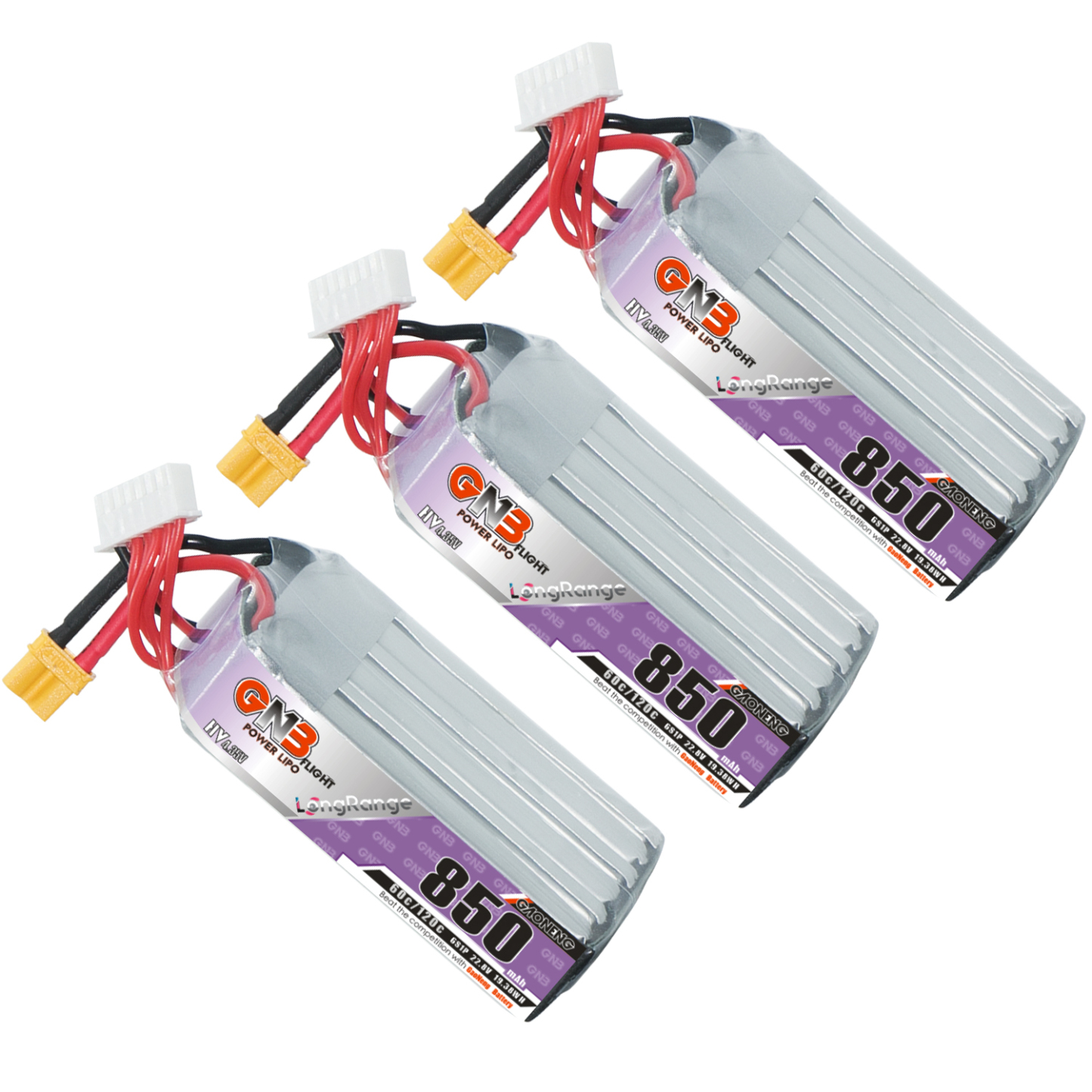 GAONENG GNB LiHV 6S 22.8V 850mAh 60C XT30 LiPo Battery Long Type