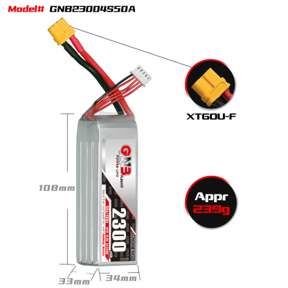 GAONENG GNB 4S 14.8V 2300mAh 50C XT60 LiPo Battery
