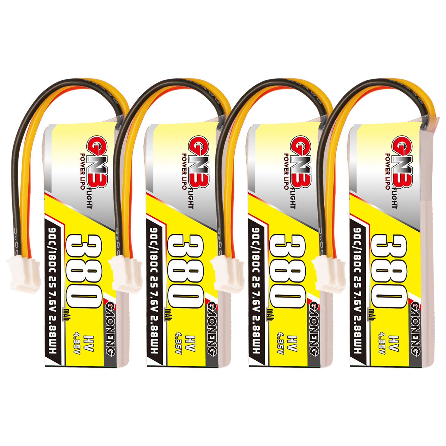 GAONENG GNB LiHV 2S 7.6V 380mAh 90C LiPo Battery PH2.0 3Pin Connector