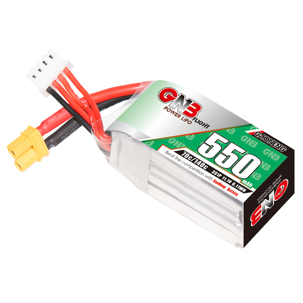 2PCS - GAONENG GNB 3S 11.1V 550mAh 70C XT30 LiPo Battery