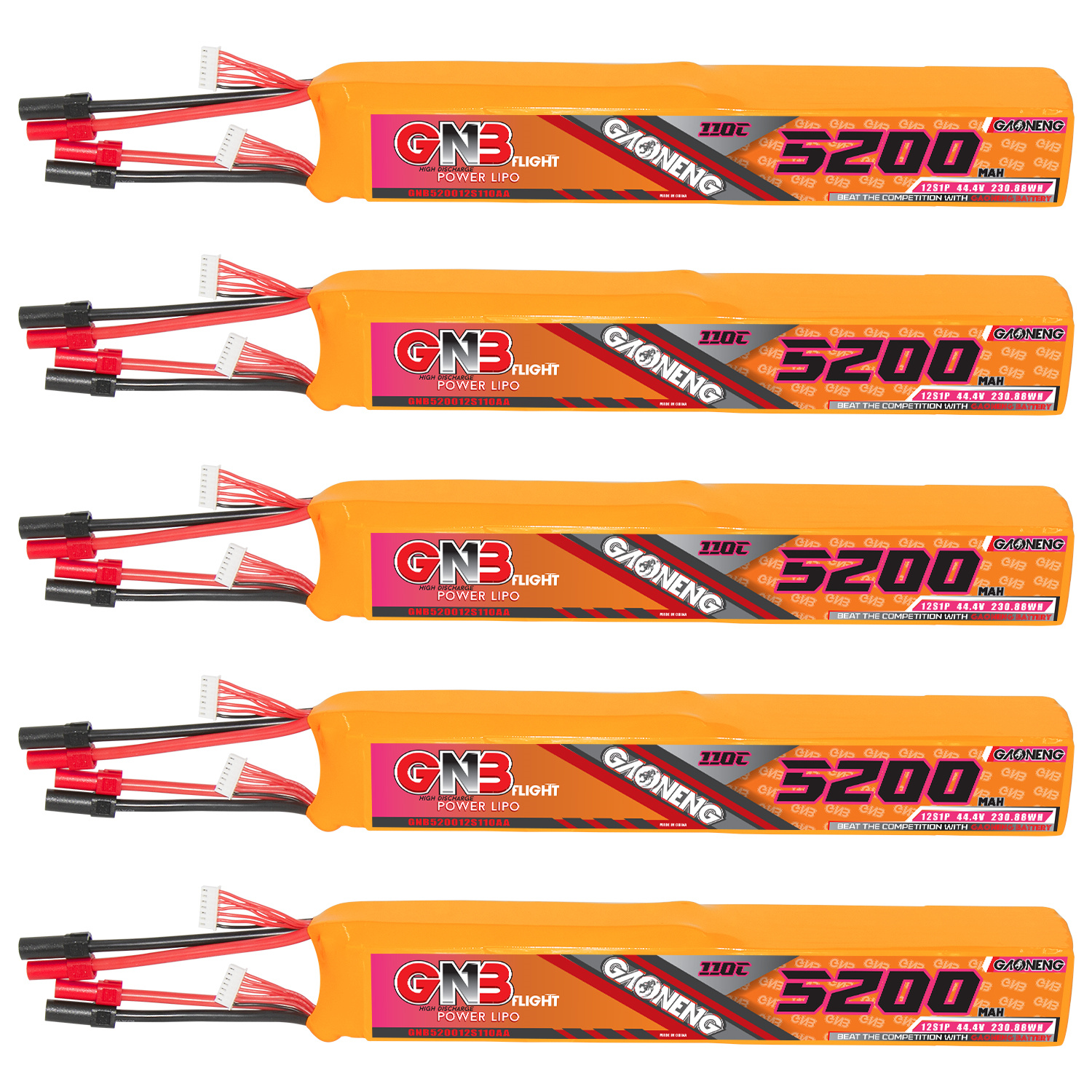 GAONENG GNB 12S 44.4V 5200mAh 110C LiPo Battery XT150