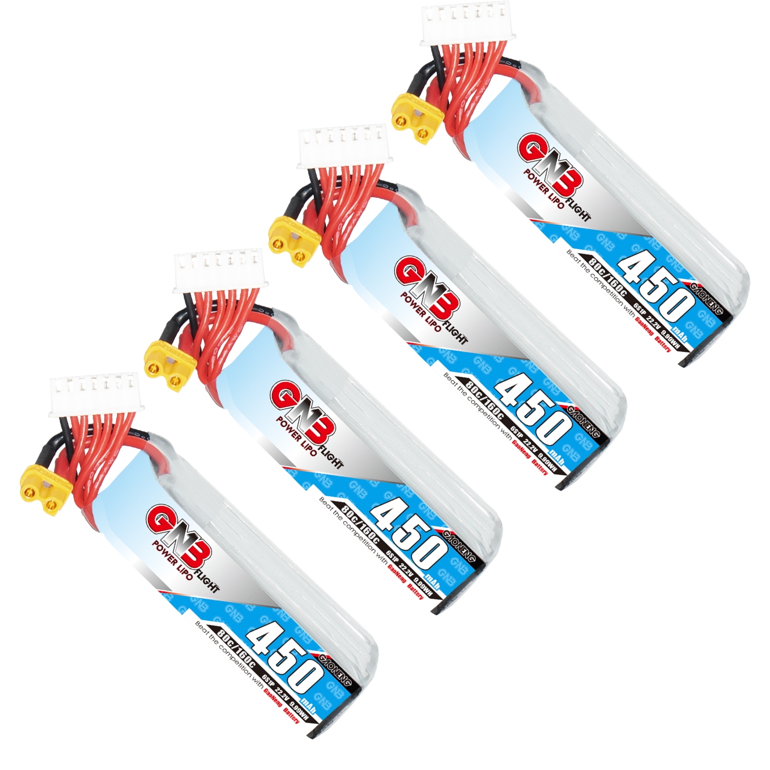 GAONENG GNB 6S 22.2V 450mAh 80C XT30 LiPo Battery Long Type