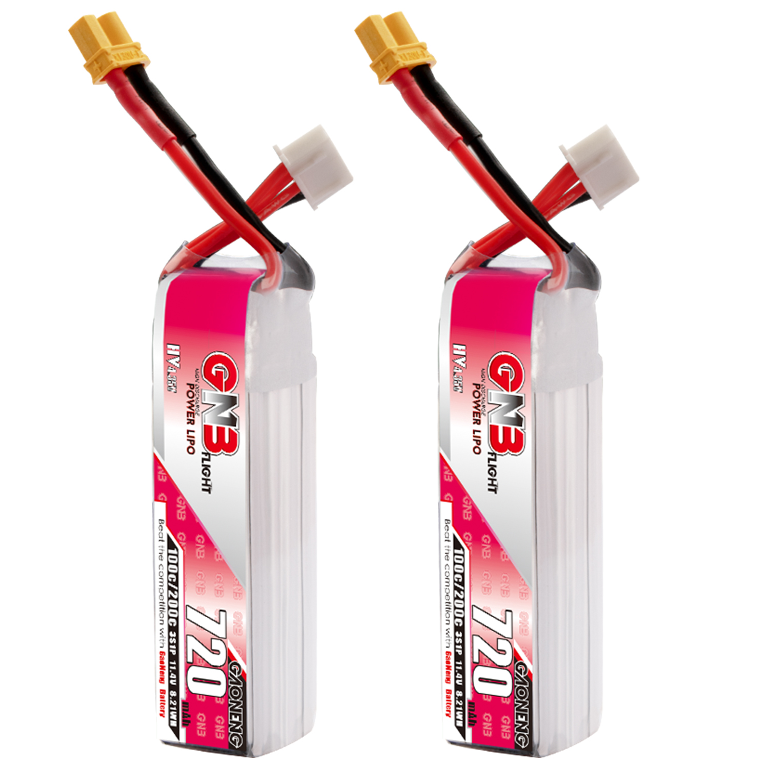 2PCS - GAONENG GNB LiHV 3S 11.4V 720mAh 100C XT30 LiPo Battery