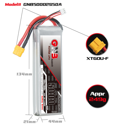 GAONENG GNB 2S 7.4V 5000mAh 50C LiPo Battery XT60