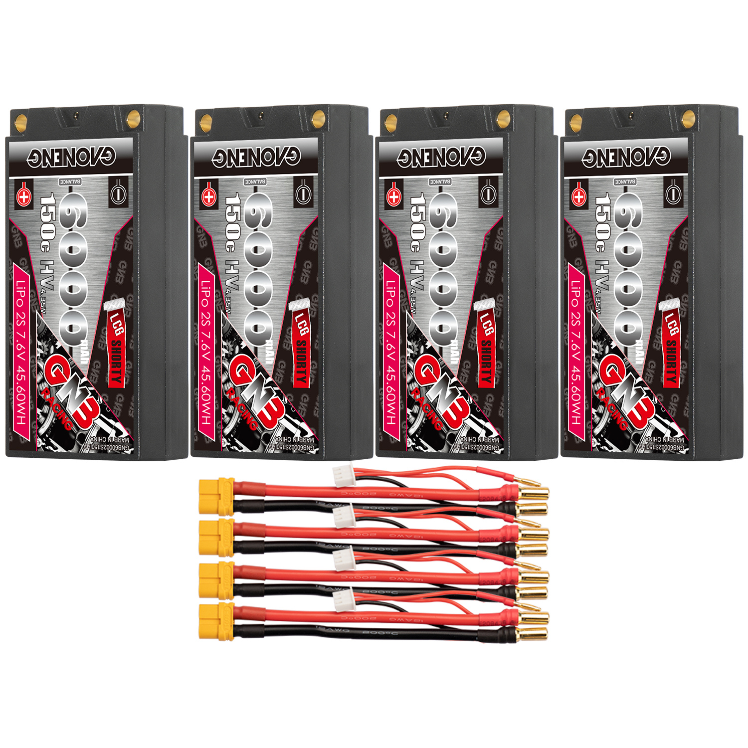 GAONENG GNB LiHV 2S 7.6V 6000mAh 150C LCG Shorty Pack 5mm Bullet Hard Case LiPo Battery