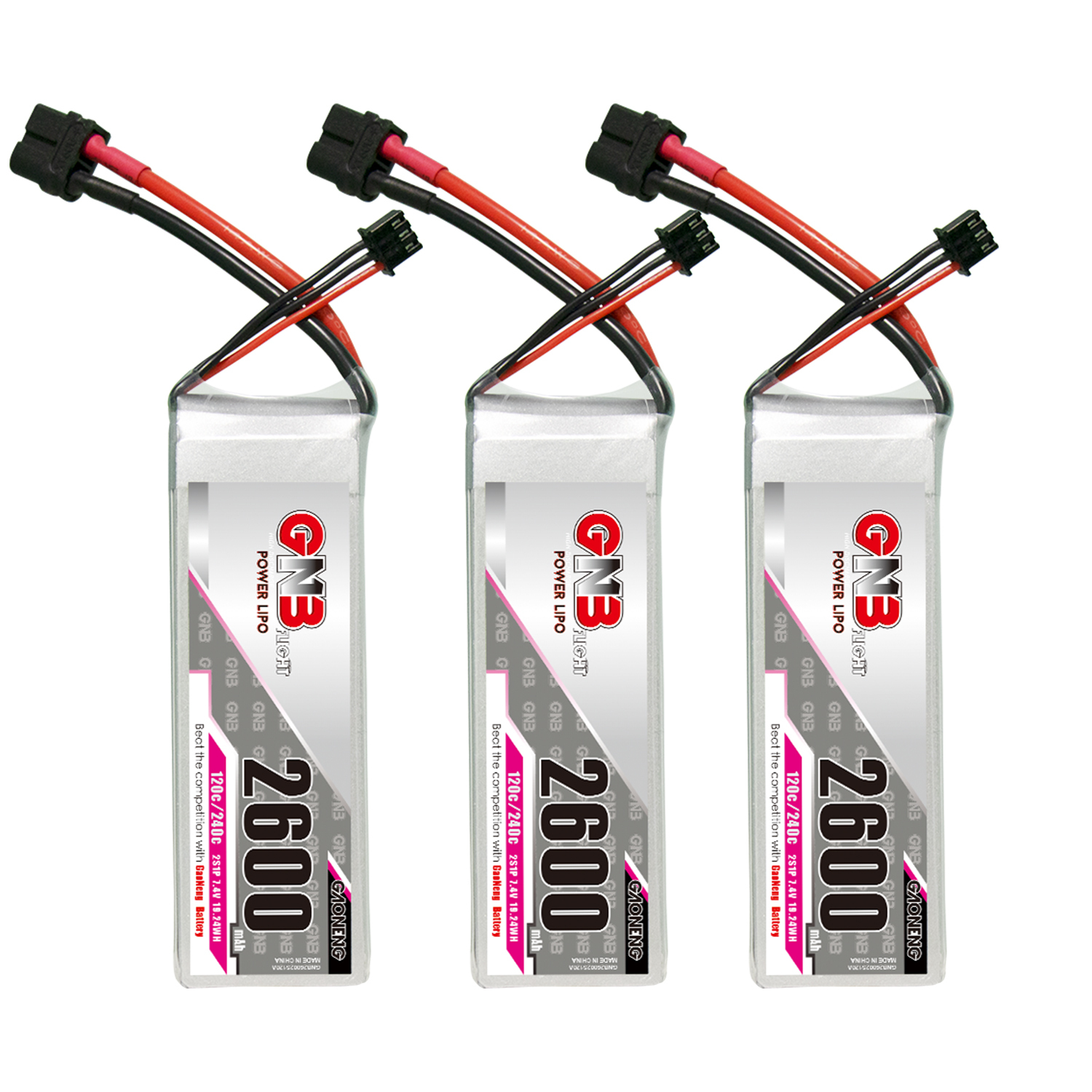 GAONENG GNB 2S 7.4V 2600mAh 120C LiPo Battery XT60 Connector