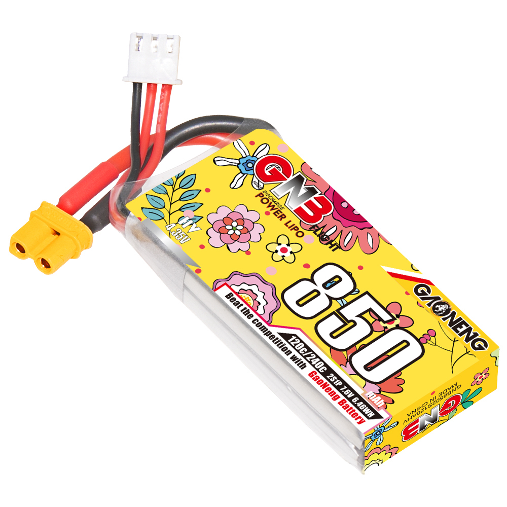 GAONENG GNB LiHV 2S 7.6V 850mAh 120C XT30 LiPo Battery