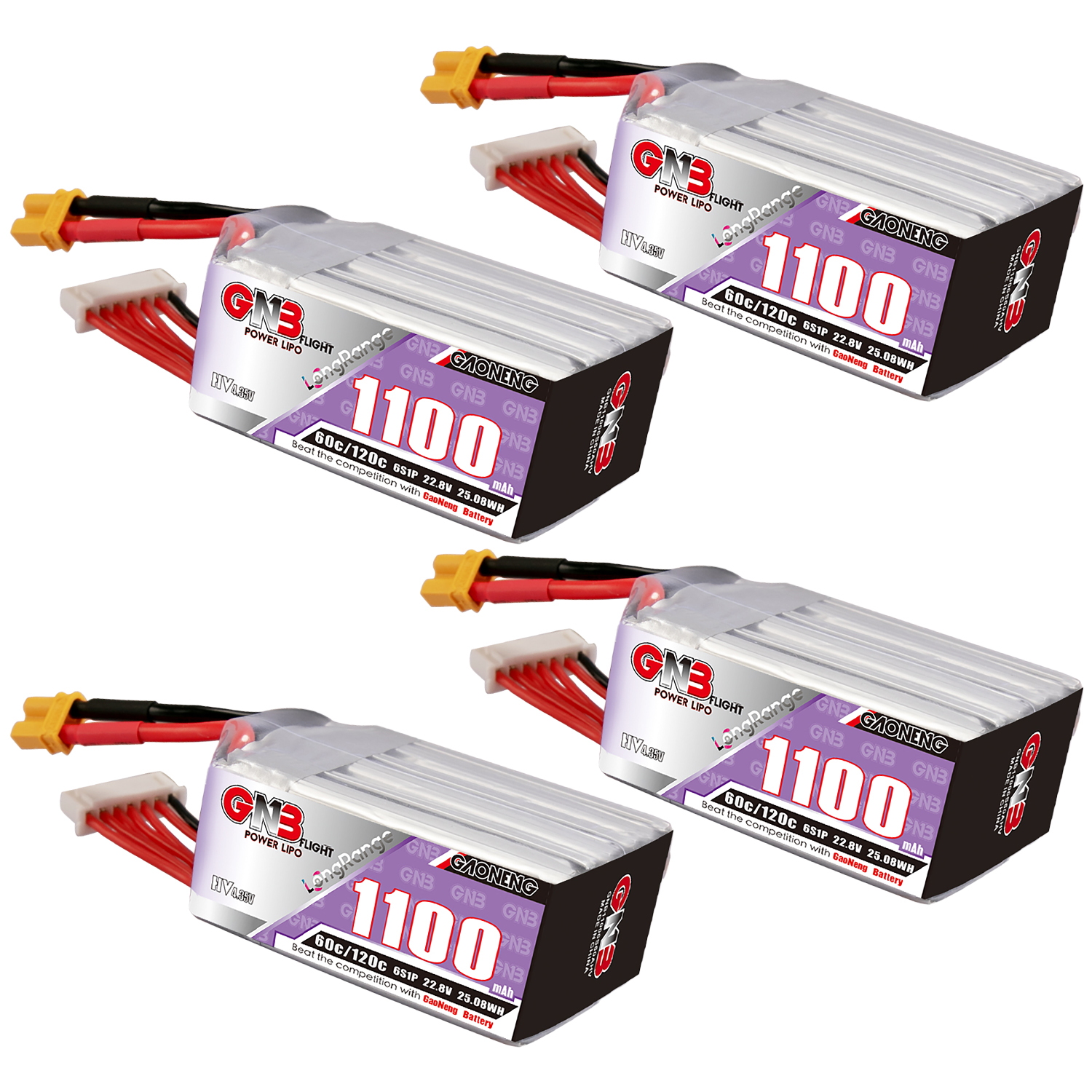 GAONENG GNB LiHV 6S 22.8V 1100mAh 60C XT30 LiPo Battery LongRange