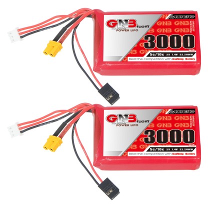 2PCS - GAONENG GNB 2S 7.4V 3000mAh 5C LiPo Battery Futaba XT30 for Futaba T16IZ