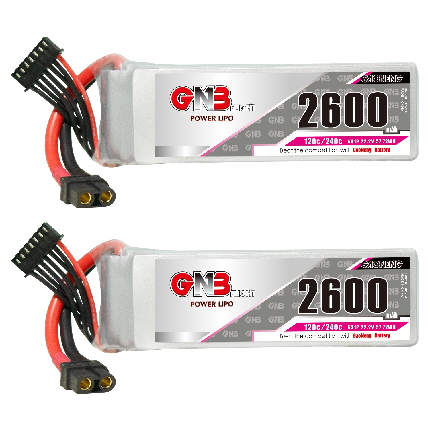 GAONENG GNB 6S 22.2V 2600mAh 120C XT60 LiPo Battery
