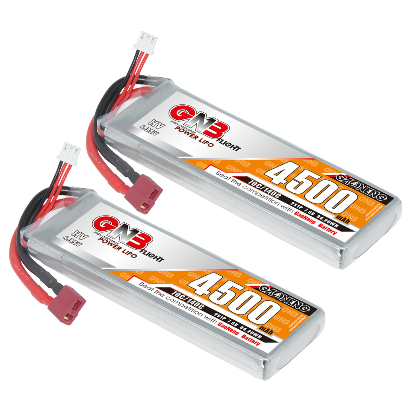 GAONENG GNB LiHV 2S 7.6V 4500mAh 70C LiPo Battery T-PLUG