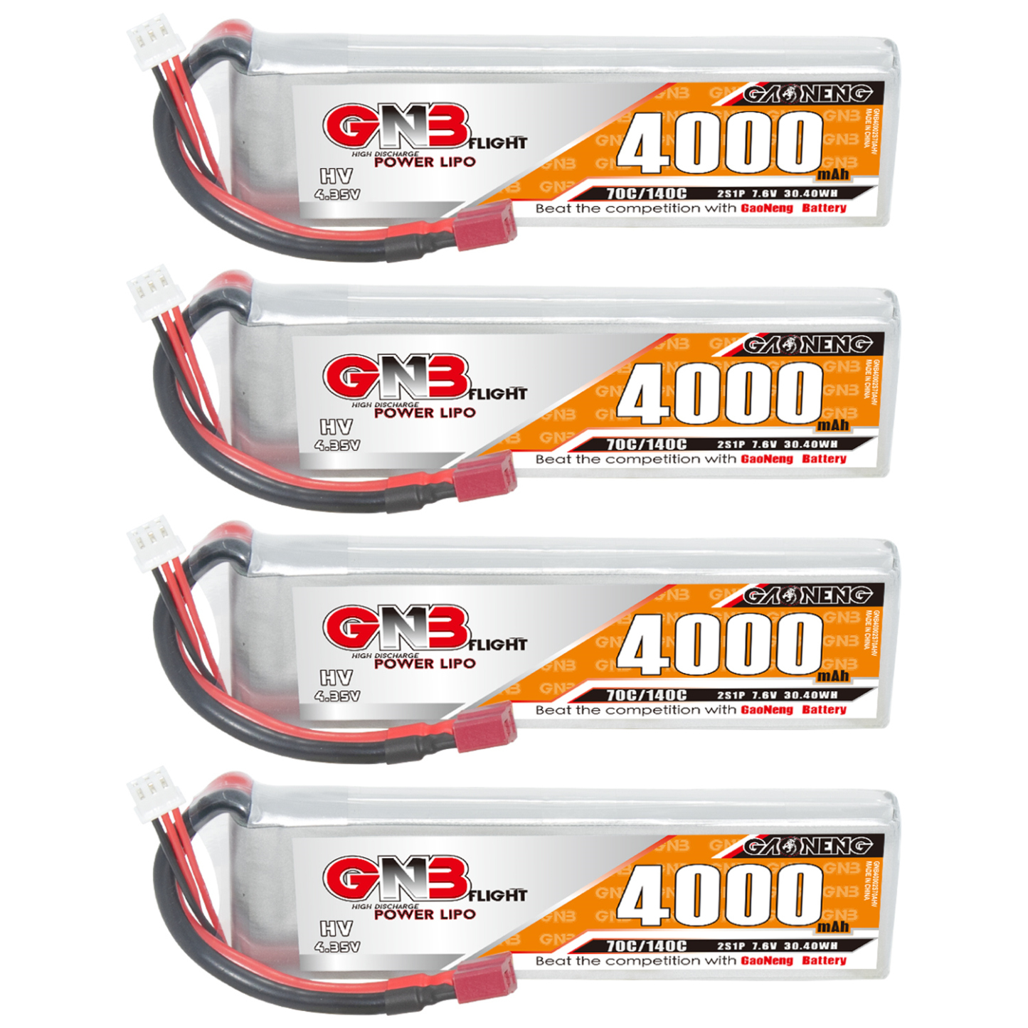 GAONENG GNB LiHV 2S 7.6V 4000mAh 70C LiPo Battery T-PLUG