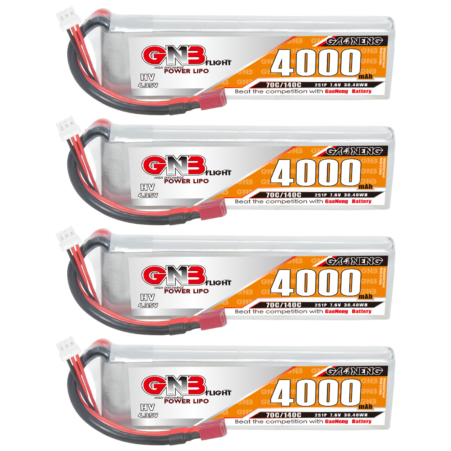 GAONENG GNB LiHV 2S 7.6V 4000mAh 70C LiPo Battery T-PLUG