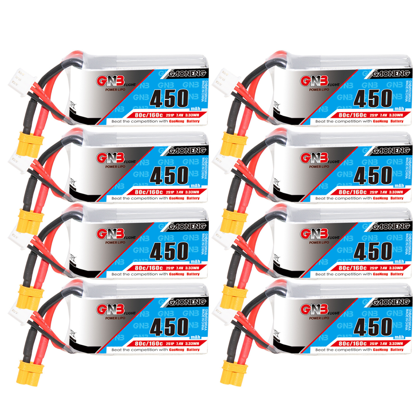 GAONENG GNB 2S 7.4V 450mAh 80C XT30 LiPo Battery Square Type