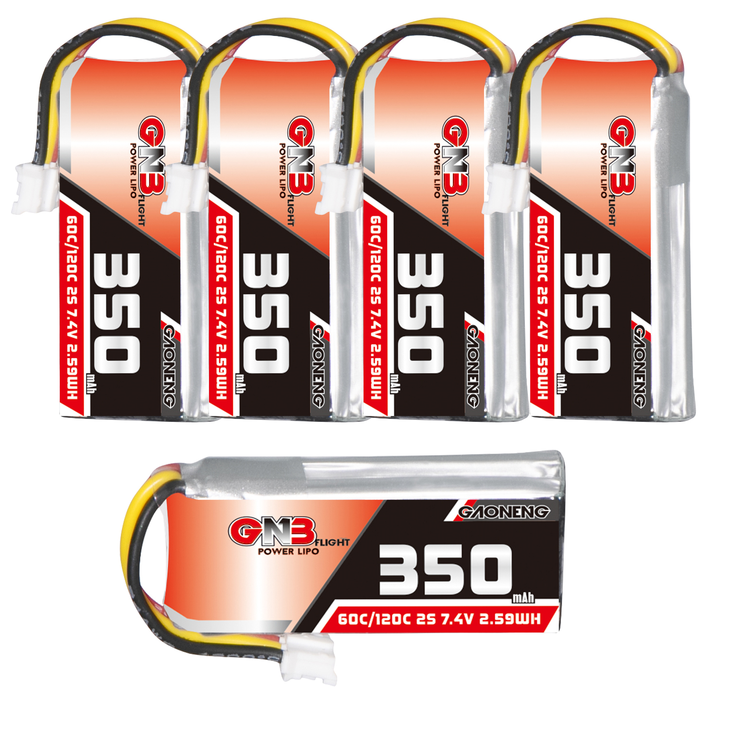 GAONENG GNB 2S 7.4V 350mAh 60C LiPo Battery PH2.0 3Pin Connector