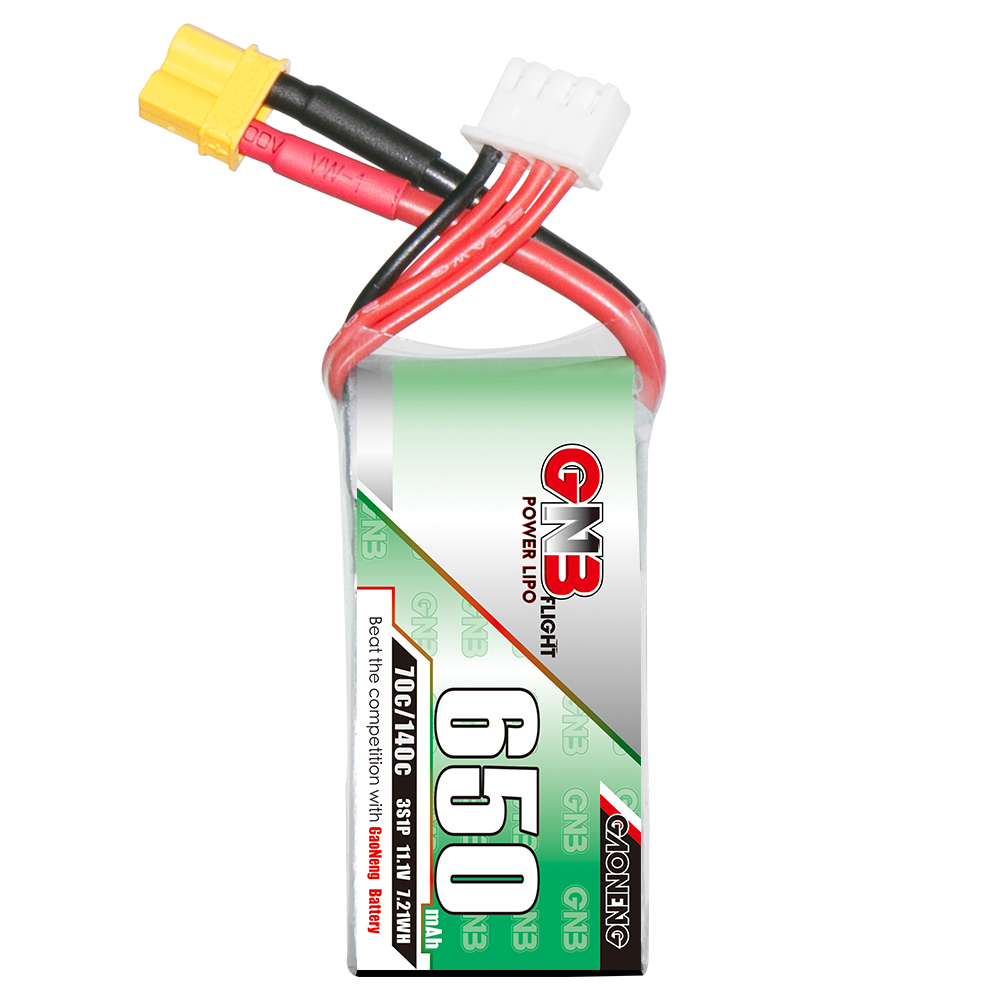 2PCS - GAONENG GNB 3S 11.1V 650mAh 70C XT30 LiPo Battery