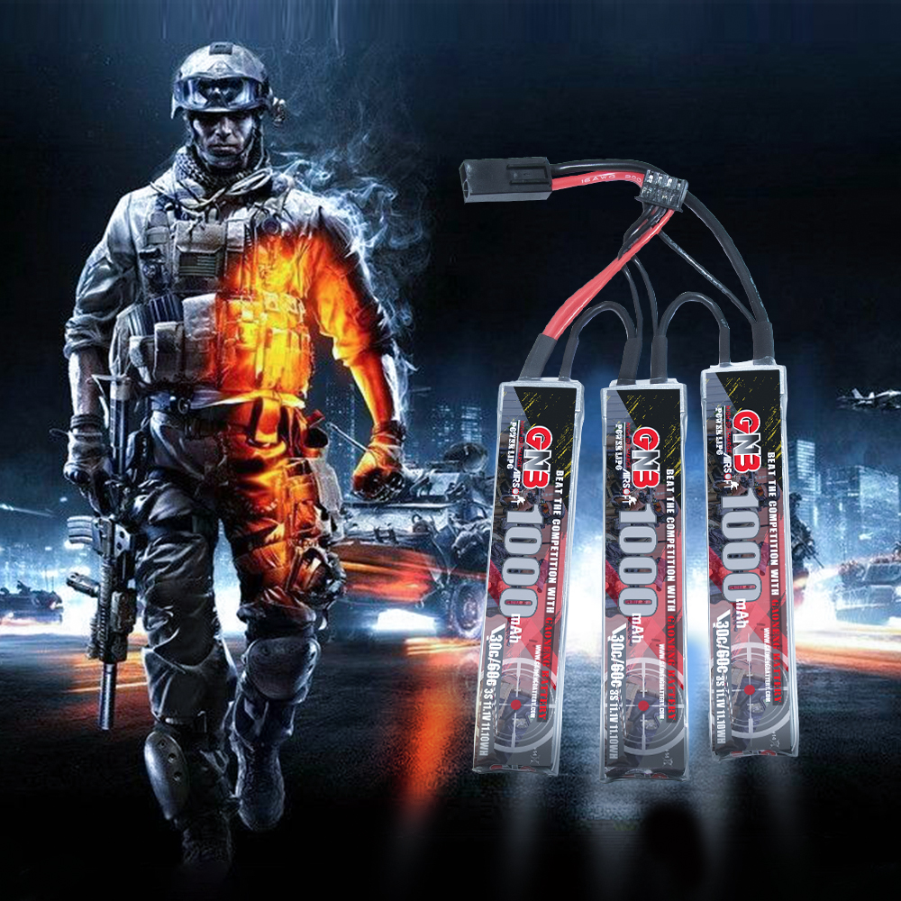 2PCS - GAONENG GNB 3S 11.1V 1000mAh 30C Mini Tamiya Plug 3cells LiPo Battery for AirSoft Air Gun