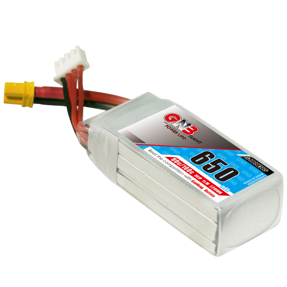 2PCS - GAONENG GNB 3S 11.1V 650mAh 80C XT30 LiPo Battery
