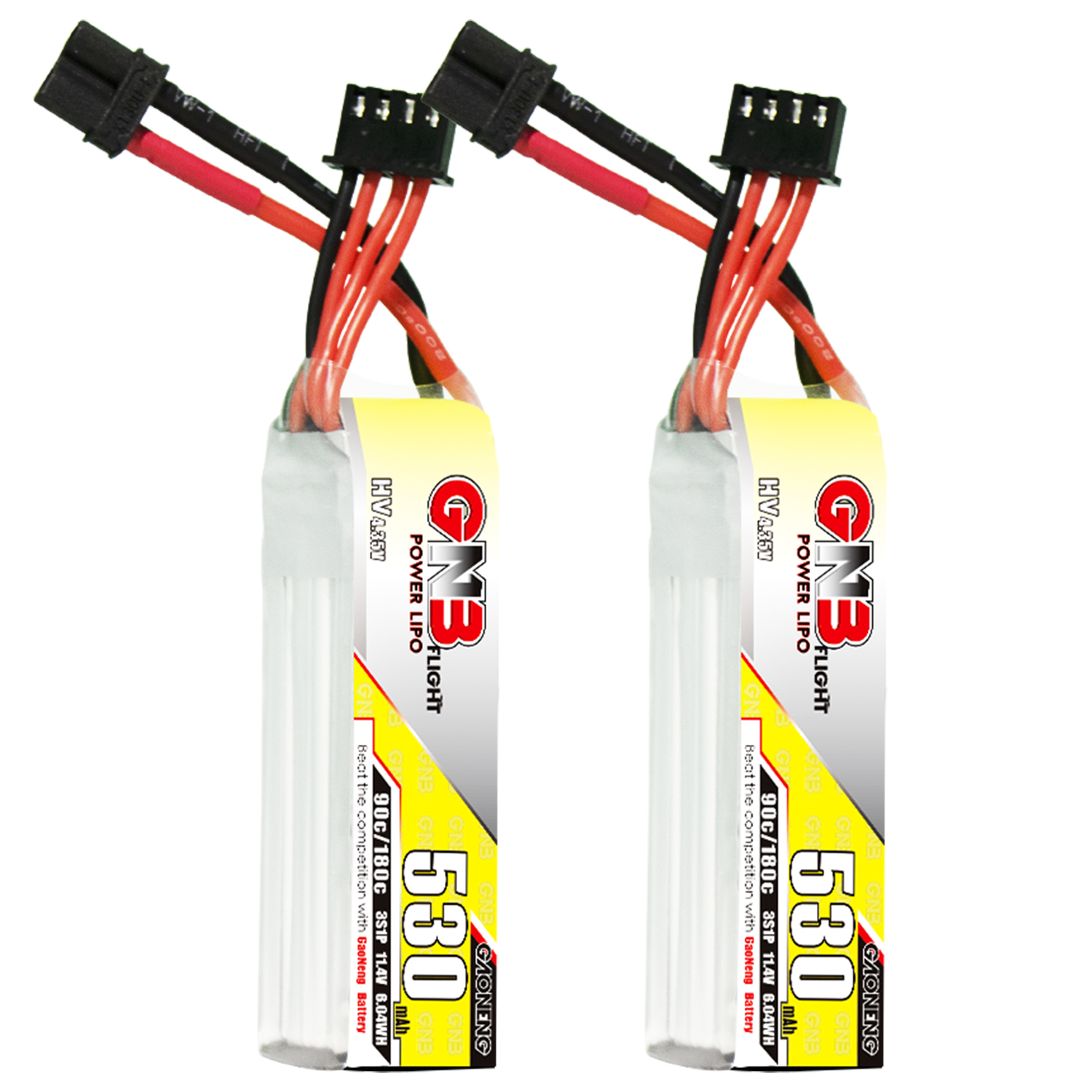 2PCS - GAONENG GNB LiHV 3S 11.4V 530mAh 90C XT30 LiPo Battery
